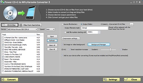 Power CD+G to MP4 Karaoke Converter 2